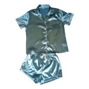 Slate Green Satin Pajama Set